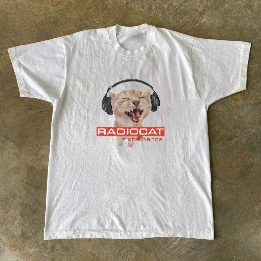 White Gildan Radio Cat Tee